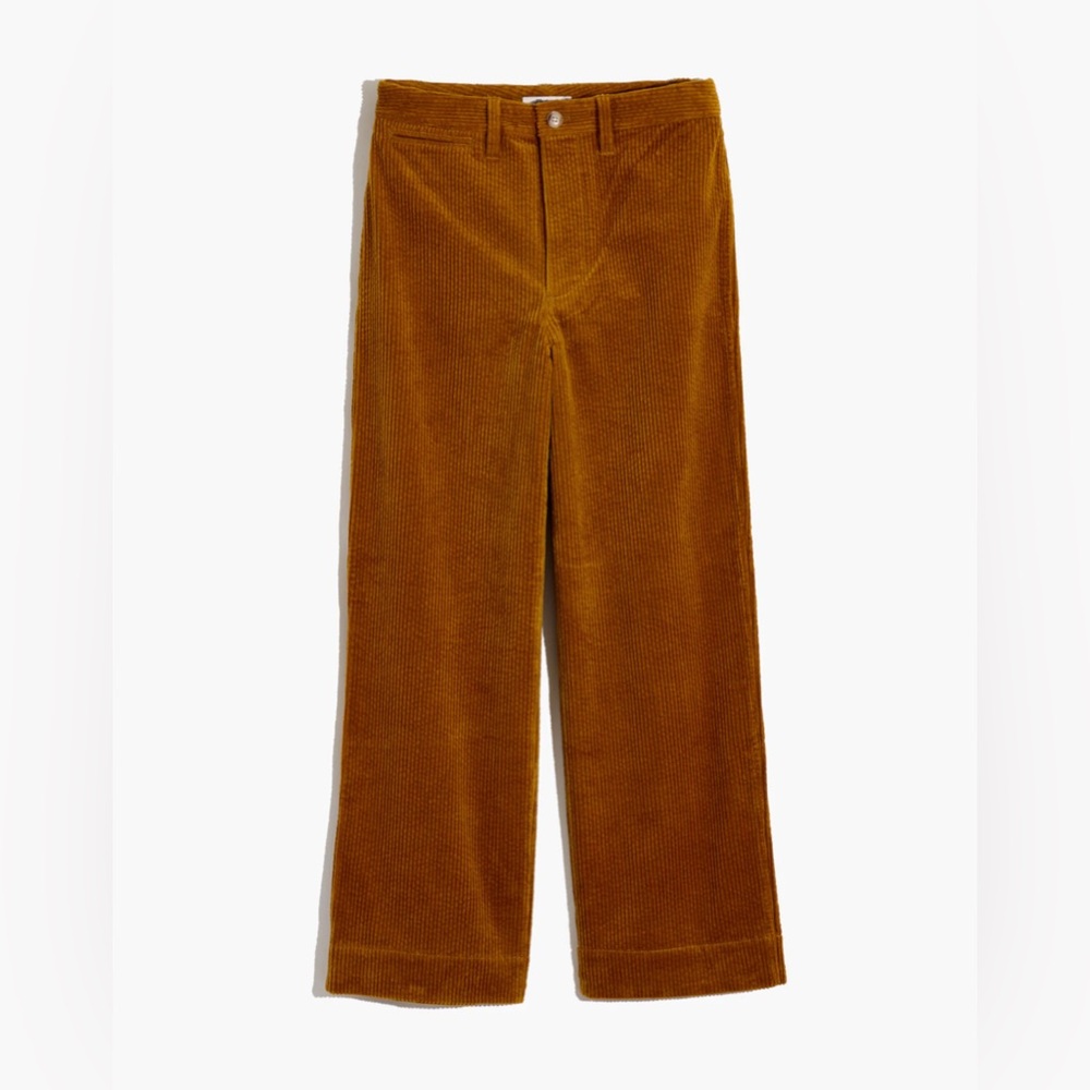 Madewell Slim Emmett Wide-Leg Crop Tan Corduroy Pants
